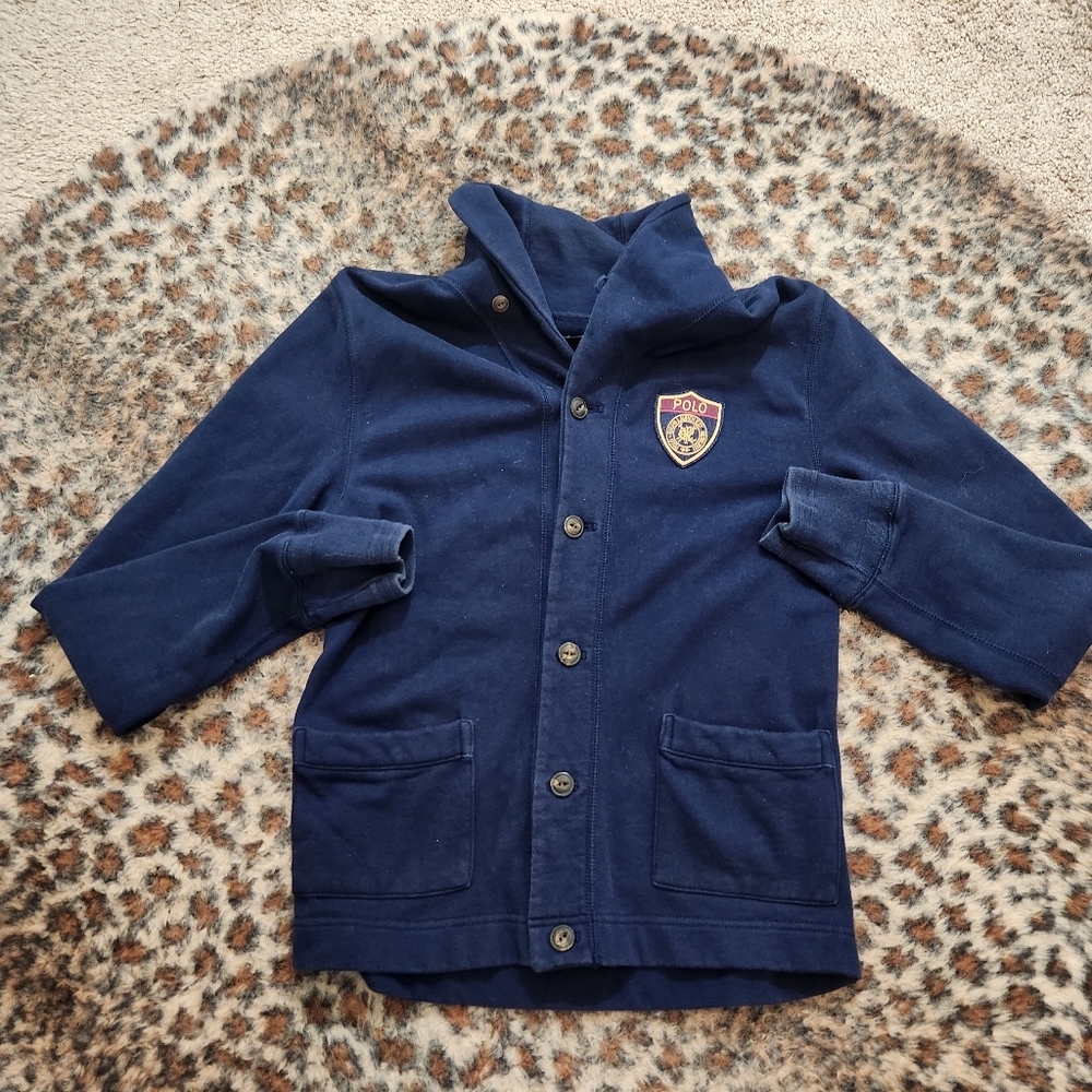 Polo by Ralph Lauren Navy Button-Up Cardigan with Crest Patch